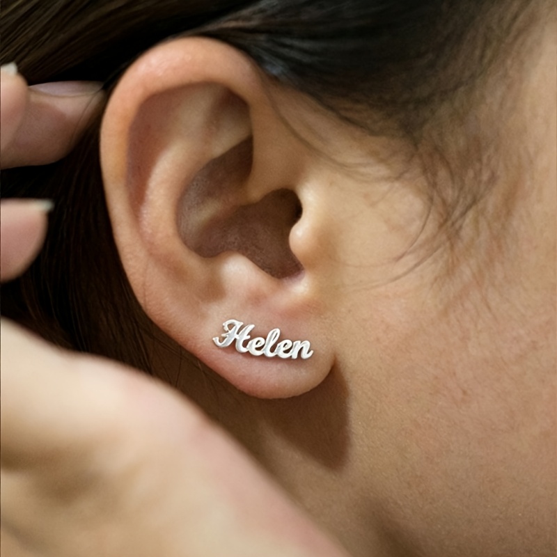Custom Cursive Name Stud Earrings, Personalized Gift for Her